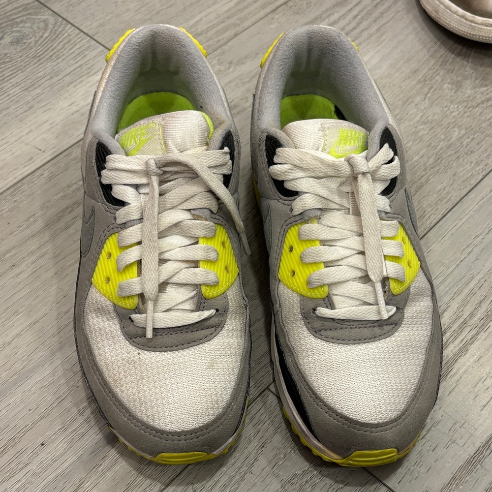 Nike Air Max White and Neon Yellow Sneakers